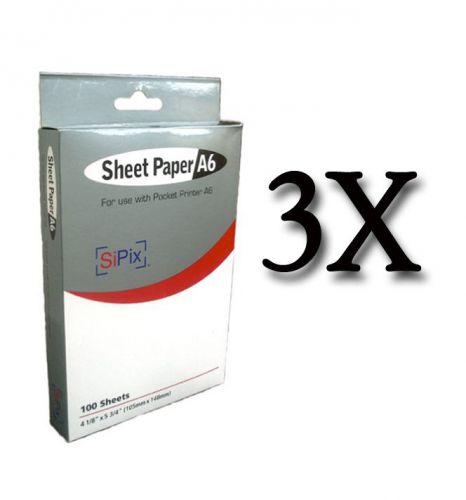 Lot 3 A6 thermal paper 100 Sheets for SiPiX Printer caa
