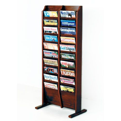 Wooden mallet mr20-fs dark red mahogany 20 pocket free standing display rack for sale