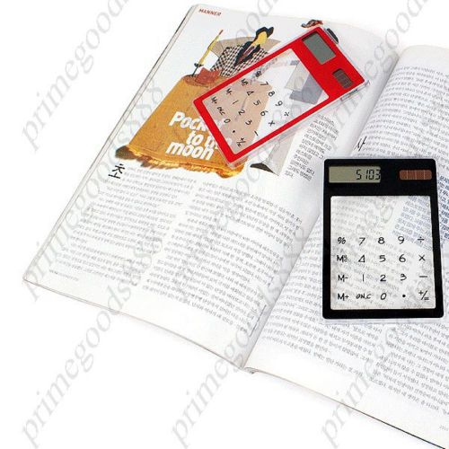 Thin Compact Transparent Clear Touch Screen Solar Calculator Calculating Red