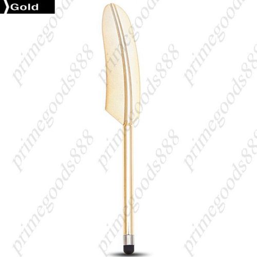 Feather Pattern Touch Capacitive Stylus Pen Smart Phone Retro Cell in Gold