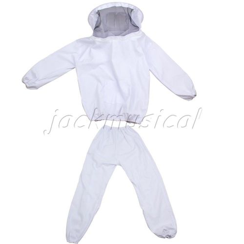 Nylon White Beekeeping Protecting Suit Jacket Pants Veil Fits Most Adult
