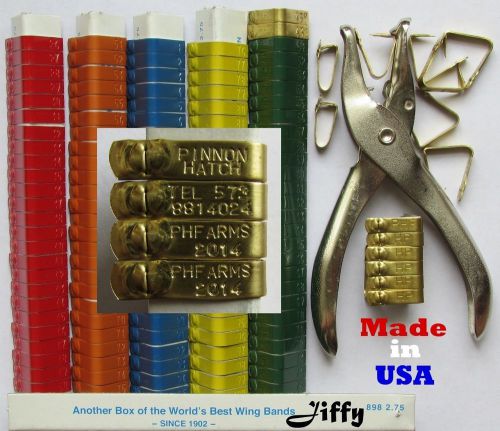 USA 300pcs STAMPED Brass JIFFY Wing Bands Chicken Pheasant Poultry Duck Chucker