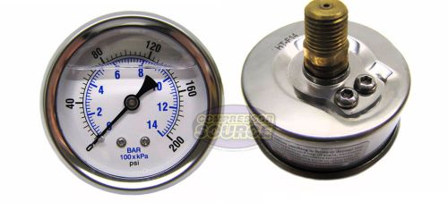 Liquid filled 200 psi air pressure gauge center back mount mnt with 2.5&#034; face for sale