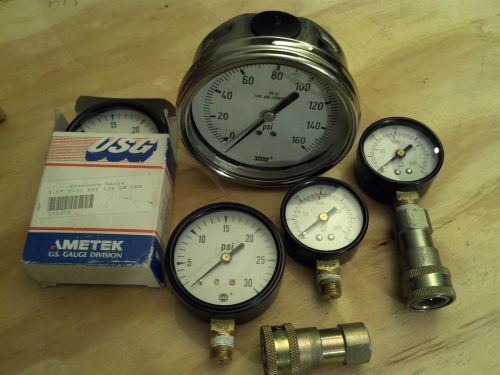 Lot of 5 PSI gauges USG and wika/ and other