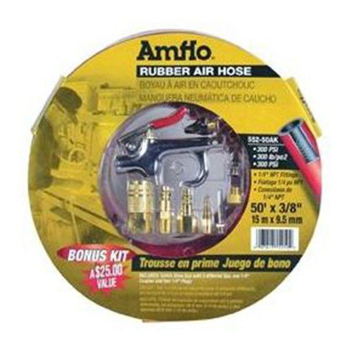 Amflo 552-50AK 3/8&#034; x 50&#039; Red Rubber Hose w/Blow Gun Kit