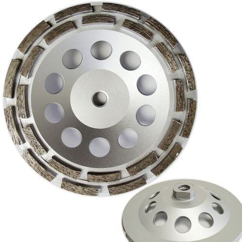 7” PREMIUM Double Row Concrete Diamond Grinding Cup Wheel 5/8&#034;-11 Arbor
