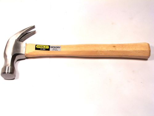 Nos stanley usa l 20oz. hickory nail hammer w/curve claw #51-353 for sale