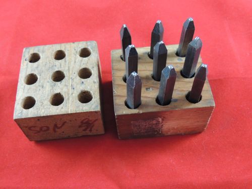 Vintage Millers Falls? 1/8&#034; Steel Punch Stamp Die Set Numbers 0-9 With Wood Box