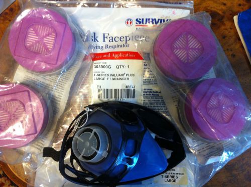 Survivair Air Purifying Half Mask Facepiece T-Series Large Resiprator 4 Filters