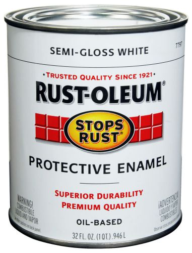 Rustoleum 7797-502 Protective Enamel Oil-Based Paint, Semi-Gloss White - 1 Quart