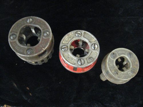 3 vintage ridgid die cutter heads 1/2&#034; 3/4&#034; and 1/4&#034; for sale