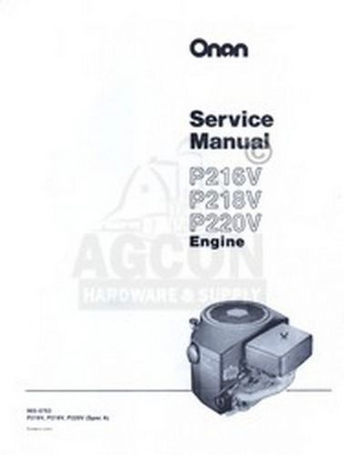 ONAN P216V P218V P220V Engine Service Manual 965--0763