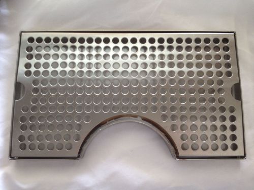 Beer tower kegerator tap cut out drip tray stainless steel 12&#034; x 7&#034; no drain for sale