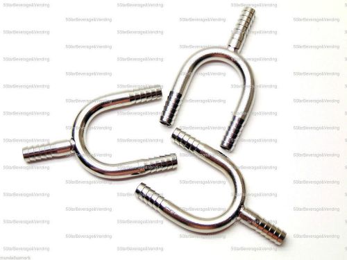 (3) food grade stainless steel 1/4&#034; barb u w/branch hose fittings splicers for sale