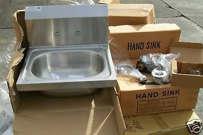 HAND SINK, WITH FAUCET AND STRAINER,WALL MOUNT,NEW, S/S, 900 ITEMS ON E BAY