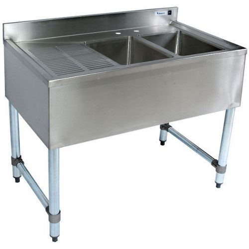 Stainless Steel Bar Sink - Two Bowl Left Drainboard 36&#034;