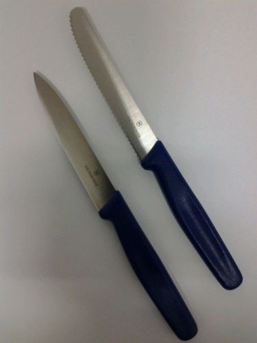 2 pc. victorinox  40553 - 42605  4&#034; serrated and paring steak knife blue for sale