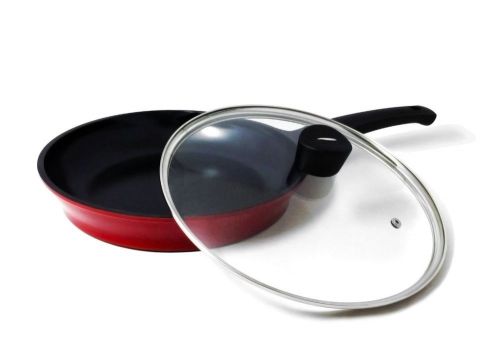 Flamekiss 10&#034; Red Ceramic Coated Fry Pan by Amore, Innovative &amp; Elegant Design,