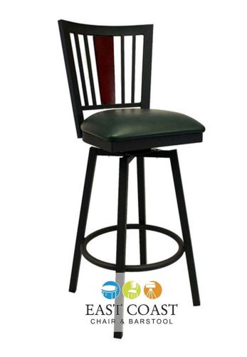 New steel city metal swivel bar stool with black frame &amp; green vinyl seat for sale