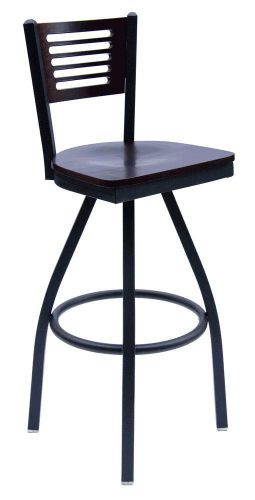 New espy commercial metal frame restaurant swivel bar stool with slotted back for sale