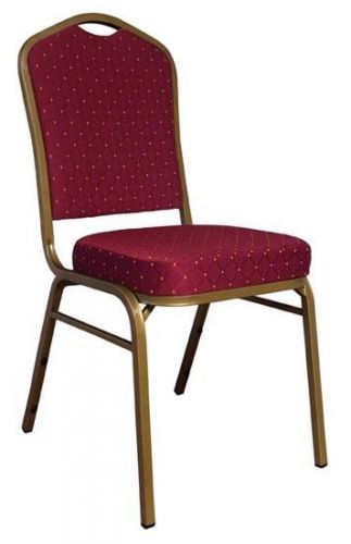 Burgundy  Color Fabric With Gold-Dot Crown Back Steel Frame Banquet  Chair