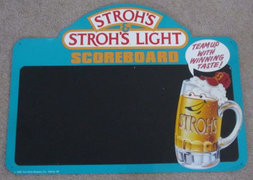 Strohs Light Lite Chalk Menu Score Board Restaurant Bar 1992