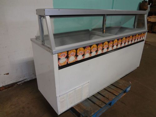 H.D. COMMERCIAL 16 TUBS LIGHTED ICE CREAM FREEZER/DIPPING CABINET, w/CLEAR GUARD