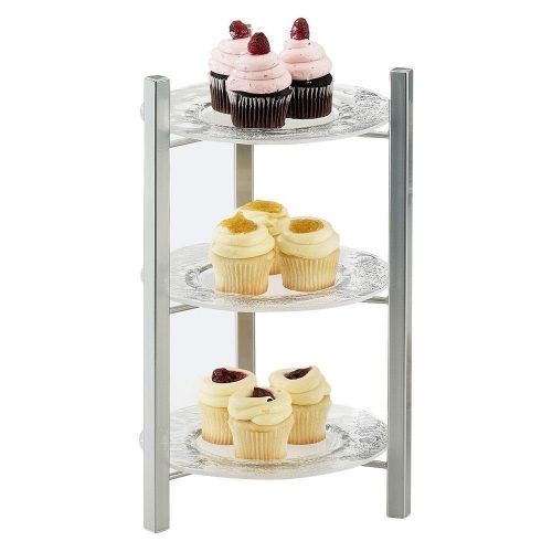 Cal-Mil 1136-8-74 Silver One By One 3-Tiered Plate Display
