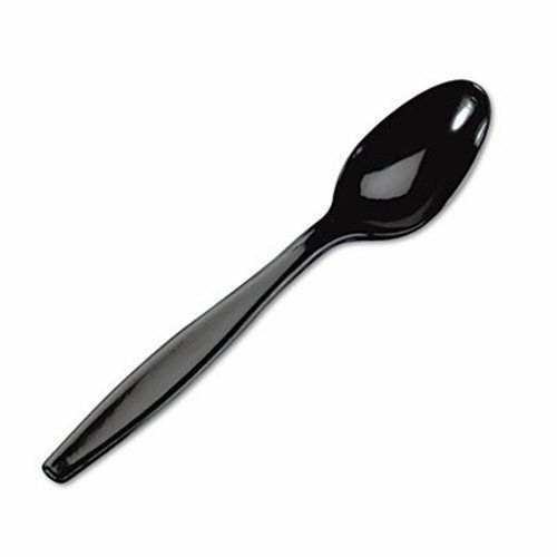 Dixie Plastic Cutlery, Heavyweight Teaspoons, Black, 1000/Carton (DXETH517)