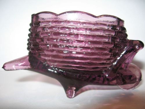Amethyst purple glass Wheelbarrow basket toothpick holder / salt dip cellar celt