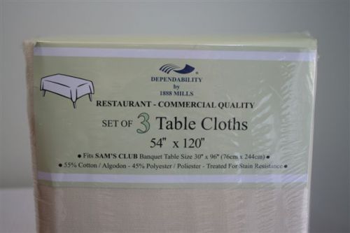 Brand New, Set of 3 Cream Color Table Cloths 54 X 120