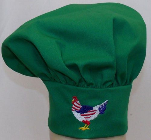 Green Chef Hat American Flag Rooster July 4th Child Size Monogram Embroidered