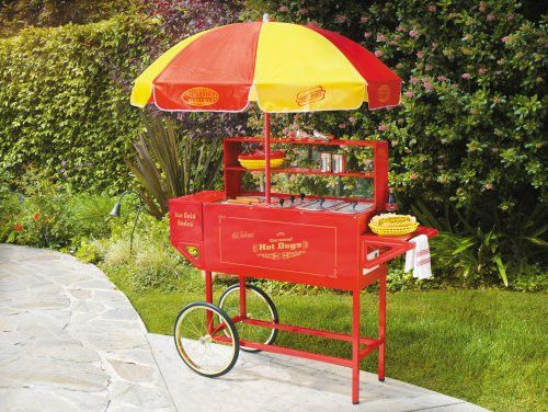Hot Dog Cart Roller Grill &amp; Steamer, Hotdog Cooker, Ice Drink Cooler ~ CARNIVAL