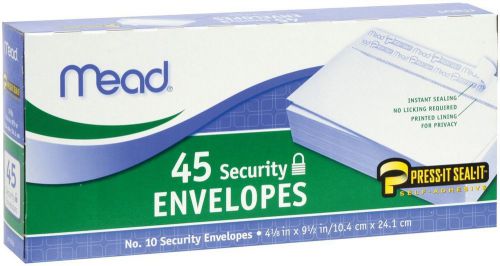 45 Envelopes- Mead -Security Envelopes, 4-1/8 in. x 9-1/2 in, self adhesive