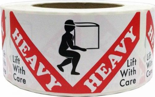 Heavy Lift with Care Labels - 2&#034; by 4&#034; - 1 roll of 500 stickers for Shipping