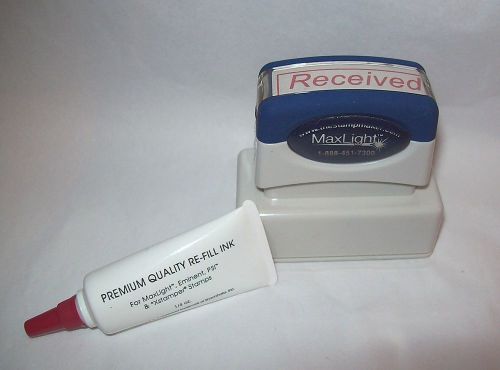 New Office  MAXLIGHT XL 115 Pre Inked Received Stamp Includes Red Ink Refill