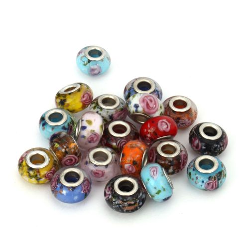 Wholesale 100x Mixed Lots Glaze Glass Lampwork Beads Fit Charm Bracelet 151223