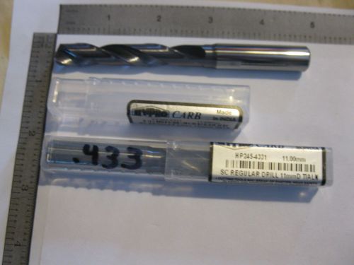 2 new hypro 11 mm (.433) solid  carbide drills.coated.
