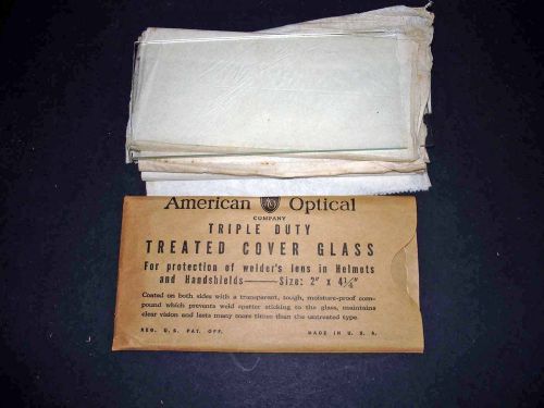 American optical treated cover glass welder&#039;s lens lot helmets/handshields 2&#034;x4&#034; for sale