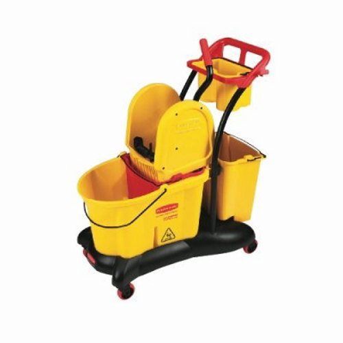 Rubbermaid wavebrake mopping trolley with down press wringer (rcp 7777 yel) for sale