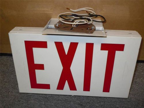 Vintage 2 Sided Double Emergency Exit Sign Fire Route Mancave Deco Art Metal VGC