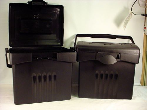 Lot 2 Black Plastic Portable File Folder  Orgnization Carrying Cases Home Office