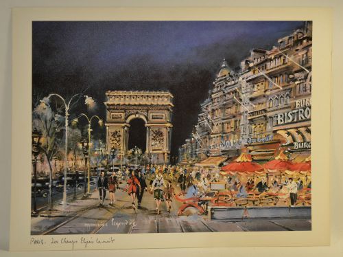 Maurice Legendre Paris Les Champs Elysees La nuits 16&#034; x 12&#034; Print Free Shipping