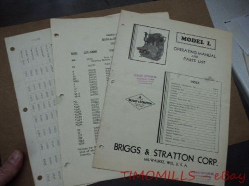 c.1930s Briggs &amp; Stratton Model L Gasoline Engine Operating Manual Vintage ORIG
