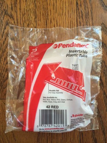 Pendaflex® hanging file folder tabs, 1/5 tab, two inch, red tab/white insert, 25 for sale