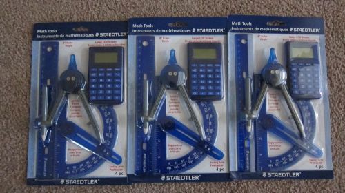 3 staedtler math tool sets, 4/set - blue for sale