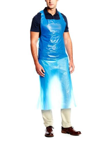 100 Disposable Food Handling Blue Poly Aprons DP-46B-S Size: 28&#034; x 46&#034;