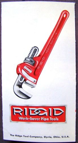 Ridgid Work Saver Pipe Tools Small Fold Out Dealer Sales Brochure
