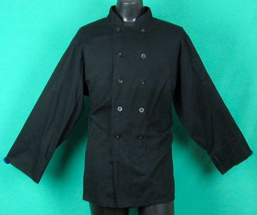 CHEF WORKS black double breasted button line cook shirt w/ pocket jacket LARGE L