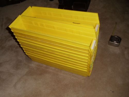 Plastic shelf bins from U-line 4W x 18L x 4H yellow  lot of 30